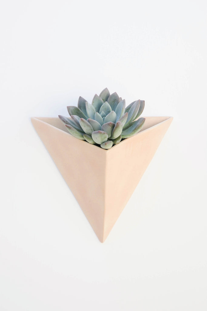 triangle succulent planter AIRBRUSHED PINK TRIANGLE WALL PLANTER – Ümlaut Ceramics