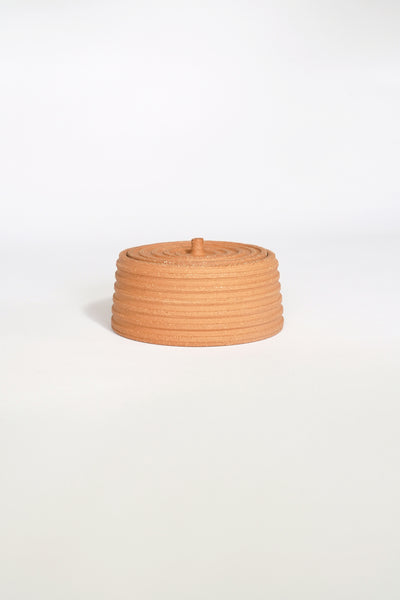 STRIPED TERRACOTTA LIDDED VESSEL #5