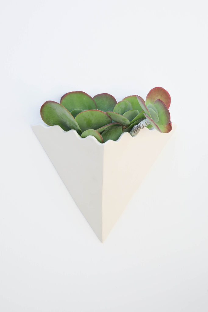 triangle hanging planter WAVY TRIANGLE WALL PLANTER – Ümlaut Ceramics